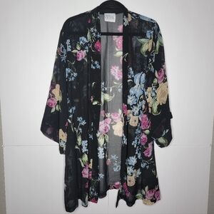 Helena Quinn Sheer Floral Kimono Cardigan – One Size